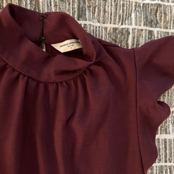 Amanda Uprichard Plum Flutter Sleeve Jumpsuit – Size Medium - Picture 2 of 3